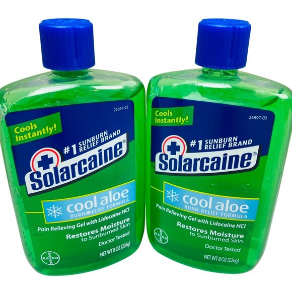 2 Pack Solarcaine Cool Aloe Sunburn Relief Gel 8 Oz Discontinued - Picture 1 of 2
